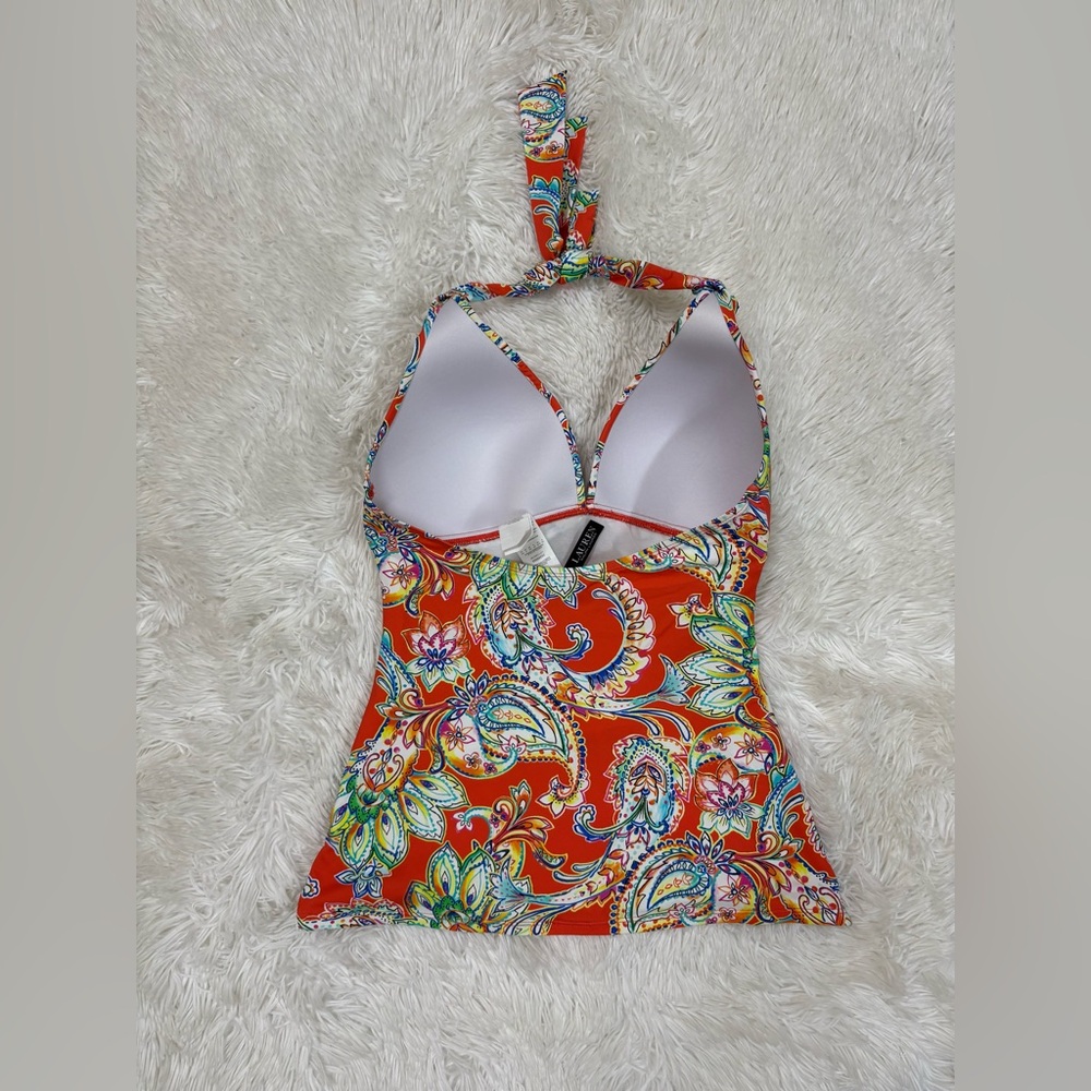 Ralph Lauren Red Paisley Halter Top - Picture 2 of 7